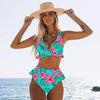 Women Summer High Waist Ruffle Bikini Set Swimwear Women Lady Floral Female Push Up Swimsuit Summer Beach Wear Bikini Pure Color Bikini Charming Ruffled Bra And Bottom Swimsuits by Stevvex
