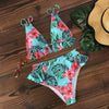 Women Summer High Waist Ruffle Bikini Set Swimwear Women Lady Floral Female Push Up Swimsuit Summer Beach Wear Bikini Pure Color Bikini Charming Ruffled Bra And Bottom Swimsuits by Stevvex