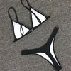 Bikini Set Swimsuit Small Cup High Cut Style Beach Solid Black White Micro Swimwear Thong Bikinis Women's Micro String Bikini Swimsuits Padded High Cut Bathing Suits by Stevvex