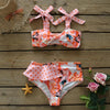 Two-Pieces Women Floral Push-Up Padded Bra Ruffles Bikini Set Swimsuit Swimwear Bathing Suit Beachwear Floral Printed Swimsuit Knotted String Triangle Bikini Tie Side High Cut Cheeky Bikini Set by Stevvex