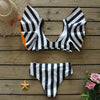 Two-Pieces Women Floral Push-Up Padded Bra Ruffles Bikini Set Swimsuit Swimwear Bathing Suit Beachwear Floral Printed Swimsuit Knotted String Triangle Bikini Tie Side High Cut Cheeky Bikini Set by Stevvex