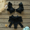 Two-Pieces Women Floral Push-Up Padded Bra Ruffles Bikini Set Swimsuit Swimwear Bathing Suit Beachwear Floral Printed Swimsuit Knotted String Triangle Bikini Tie Side High Cut Cheeky Bikini Set by Stevvex