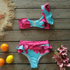 Two-Pieces Women Floral Push-Up Padded Bra Ruffles Bikini Set Swimsuit Swimwear Bathing Suit Beachwear Floral Printed Swimsuit Knotted String Triangle Bikini Tie Side High Cut Cheeky Bikini Set by Stevvex