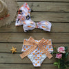 Two-Pieces Women Floral Push-Up Padded Bra Ruffles Bikini Set Swimsuit Swimwear Bathing Suit Beachwear Floral Printed Swimsuit Knotted String Triangle Bikini Tie Side High Cut Cheeky Bikini Set by Stevvex