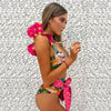 Two-Pieces Women Floral Push-Up Padded Bra Ruffles Bikini Set Swimsuit Swimwear Bathing Suit Beachwear Floral Printed Swimsuit Knotted String Triangle Bikini Tie Side High Cut Cheeky Bikini Set by Stevvex