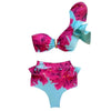 Two-Pieces Women Floral Push-Up Padded Bra Ruffles Bikini Set Swimsuit Swimwear Bathing Suit Beachwear Floral Printed Swimsuit Knotted String Triangle Bikini Tie Side High Cut Cheeky Bikini Set by Stevvex
