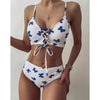 Modern Blue High Waist Bikini Push Up Swimwear Women Dragon Printed Bikini Set Retro Swimsuit Women's High Waist Bikini Swimsuits Twist Push Up Two Piece Bathing Suits Tummy Control Swimwear by Stevvex