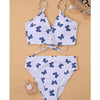 Modern Blue High Waist Bikini Push Up Swimwear Women Dragon Printed Bikini Set Retro Swimsuit Women's High Waist Bikini Swimsuits Twist Push Up Two Piece Bathing Suits Tummy Control Swimwear by Stevvex