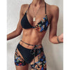 Modern Blue High Waist Bikini Push Up Swimwear Women Dragon Printed Bikini Set Retro Swimsuit Women's High Waist Bikini Swimsuits Twist Push Up Two Piece Bathing Suits Tummy Control Swimwear by Stevvex