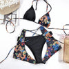 Modern Blue High Waist Bikini Push Up Swimwear Women Dragon Printed Bikini Set Retro Swimsuit Women's High Waist Bikini Swimsuits Twist Push Up Two Piece Bathing Suits Tummy Control Swimwear by Stevvex