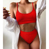 Female High Waist Swimsuit Bikini Sports Swimsuits For Women Two Piece Crop Top Bikini Set High Waist High Cut Bathing Suits Women Swimwear Two-piece Bikini Set Bathing Suit Swimwear by Stevvex