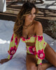 Trendy High Waist Bikini New Long Sleeve Swimsuit Women's Long Sleeve High Waist Off-Shoulder Swimwear Women Bubble Sleeve Bikinis Mesh Charming Beach Wear by Stevvex