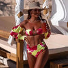 Trendy High Waist Bikini New Long Sleeve Swimsuit Women's Long Sleeve High Waist Off-Shoulder Swimwear Women Bubble Sleeve Bikinis Mesh Charming Beach Wear by Stevvex