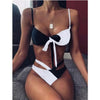 Women High Waist Bikini Swimsuit Swimwear Female Women Metal Ring Cross Bandage Bikini Set Swimsuit Two Piece Cutout Tie Back Bathing Suit Thong Bikini Set Bathing Suit Bather by Stevvex