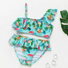 3-16Y Cartoon Two-piece Girls Swimwear Ruffle Swimsuit Bikini Set One Shoulder Beachwear Princess Two Piece Bathing Suit Children Swimwear Girls Swimsuit Bikini Set by Stevvex