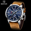 Stylish Wrist Watch For Men Genuine Leather Strap Watch Perfect Quartz Movement And Scratch Resistant Analog Chronograph Business Watches by Stevvex