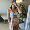 Two-Pieces Women Floral Push-Up Padded Bra Ruffles Bikini Set Swimsuit Swimwear Bathing Suit Beachwear Floral Printed Swimsuit Knotted String Triangle Bikini Tie Side High Cut Cheeky Bikini Set by Stevvex