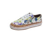 New Popular Womens Shoes Colorful Beautiful Flower Printing Shoes Lace-up Flat Women's Casual Womens Sneakers High-Quality Women's White Sports Casual Couple Shoes Summer Trainers Walking Sneakers by Stevvex