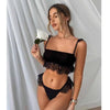 New Bikini Set Women Solid Female Cut Bikinis Swimwear Push Up Swimsuit Bath Suit Women's Bikini Padded Cutout Strappy Halter Swimsuits Two Piece Bathing Suits by Stevvex