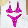 Underwired Bikini Female Swimsuit Women Swimwear Two-Piece V Shape Wire Bikini Set Bather Bathing Suit Women Micro Bikini Set Shiny Metallic 2 Piece Swimsuit Push Up Underwire Swimwear Bathing Suit by Stevvex