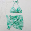 3 Piece Women Bikini Modern Swimsuit Women High Cut Suit Halter Swimwear Women's Bikini Swimsuits With Wrap Skirt Lace Up Pieces Strings High Cut Bikini Set Bathing Suits Female Triangle Backless Bathing Suit by Stevvex