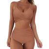 Solid Swimwear Women Top Swimsuit Bikini Solid Push Up High Cut Lace Up Halter Bikini Set Women High Waist Bikini Twist Front Swimsuits Lace Up Bikini Tops 2 Piece Bathing Suits Summer Swimsuit by Stevvex