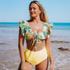 High Waist Bikini Ruffle Swimwear Women Print Swimsuit Push Up Bikinis Plus Size Bathing Suits Floral Beach Wear Bikini Swimsuits for Teen Girls by Stevvex