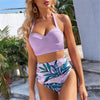 Leaf Floral Bikini Set Women Backless High-Waist Two Pieces Swimwear Beach Bathing Suits Swimsuits Women's Ruffle Bandage Bikini High Waist Bottoms Two Piece Swimsuits by Stevvex