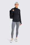 Women's Running Athletic Workout Yoga Shirts Long Sleeves Quarter-Zip