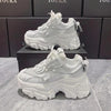 Modern Thick Platform Sneakers White Woman Vulcanize Shoes Luxury Tennis Sneakers Trainers Lace Up Fashion Comfortable Walking Footwear New Lightweight Sneakers by Stevvex
