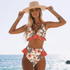 Women Summer High Waist Ruffle Bikini Set Swimwear Women Lady Floral Female Push Up Swimsuit Summer Beach Wear Bikini Pure Color Bikini Charming Ruffled Bra And Bottom Swimsuits by Stevvex