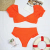 Bikini New 2 Piece Women Swimsuit Women's High Waist Bikini Set Fashion Puff Sleeve Swimwear Set Bathing Suits Solid Color Short Puff Sleeve Summer High Waist Cut Backless Bathing Suit Beachwear by Stevvex