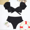 Bikini New 2 Piece Women Swimsuit Women's High Waist Bikini Set Fashion Puff Sleeve Swimwear Set Bathing Suits Solid Color Short Puff Sleeve Summer High Waist Cut Backless Bathing Suit Beachwear by Stevvex