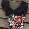 High Waist Ruffled Bikini Set Flounce Swimwear Women Two Pieces Swimsuit Swimsuit for Women Two Pieces Bathing Suits Tummy Control Flounce Top with High Waist Bottom Floral Beachwear V-neck Bathing Suit by Stevvex