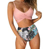 Modern Floral Bikini 2 Pieces Flower Print Bikini Set Women Crisscross High Waist String 2 Piece Bathing Suits High Waist Women's Swimsuit Shorts Solid Bikini Floral Summer Bikini Set by Stevvex