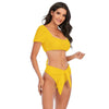 Bikini New 2 Piece Women Swimsuit Women's High Waist Bikini Set Fashion Puff Sleeve Swimwear Set Bathing Suits Solid Color Short Puff Sleeve Summer High Waist Cut Backless Bathing Suit Beachwear by Stevvex