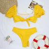 Bikini New 2 Piece Women Swimsuit Women's High Waist Bikini Set Fashion Puff Sleeve Swimwear Set Bathing Suits Solid Color Short Puff Sleeve Summer High Waist Cut Backless Bathing Suit Beachwear by Stevvex