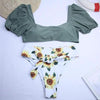 Bikini New 2 Piece Women Swimsuit Women's High Waist Bikini Set Fashion Puff Sleeve Swimwear Set Bathing Suits Solid Color Short Puff Sleeve Summer High Waist Cut Backless Bathing Suit Beachwear by Stevvex