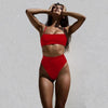 Bikinis Solid Push Up Bikini Padded Bra Straps High Waist Swimsuit Female Swimwear Women's Bathing Suit Lace up Bikini Ribbed Two Piece Swimsuit by Stevvex