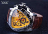 Elegant Sport Triangle Mens Watch Luxury Racing Modern Design Black Classic Leather Strap Wrist Watch For Men by Stevvex