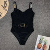 Luxury Black Female Swimsuit Vintage One Piece Ruffled Push Up Tummy Control Swimwear Halter One Piece Slimming Retro Swimsuit Women's Plus Size Push Up Bathing Suit Solid Red Swimwear Women Padded Bathing Suits by Stevvex