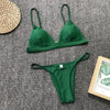 Colors Solid Bikini Set Push Up Swimwear Two Piece Swimsuit Swimwear Halter String Triangle Bikini Sets Women Swimsuit Low Waist Halter Two Pieces Bathing Suit by Stevvex