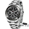 Stainless Steel Sports Men Watch Waterproof Business Chronograph Men Quartz Elegant Design Wristwatches by Stevvex