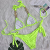 Luxury Purple Halter Crystal Diamond Bikini Female Swimsuit Women Swimwear Rhinestone Bikini Set Bathing Suit Women's Swimwear Rhinestone Halter Low Waist Tie Side Bikini Set 2 Pieces Crystal Diamond Swimsuit by Stevvex