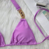 Luxury Purple Halter Crystal Diamond Bikini Female Swimsuit Women Swimwear Rhinestone Bikini Set Bathing Suit Women's Swimwear Rhinestone Halter Low Waist Tie Side Bikini Set 2 Pieces Crystal Diamond Swimsuit by Stevvex
