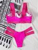 Women's Swimsuits Swimwear Patchwork Bikini Woman Push up Bikinis Swimsuit Bathing Suits Women Rave Neon Patchwork Bikini Swimsuit 2 Piece Cutout Molded Push Up Bathing Suit by Stevvex