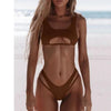 Modern White Bikini Hollow Out Swimsuit Female High Cut Swimwear Solid Fashion Bathing Suit Beach Wear Women's Front Cutout Bikini Sets Two Piece Summer Party Bathing Suits by Stevvex