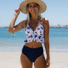 Elegant Black High Waist Two Pieces Bikini Set Women Two Pieces Bathing Suits Ruffled High Waist Bikini Set Swimsuit Female Women Beachwear Swimwear Bather Bathing Suit For Vacation by Stevvex