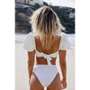 Bikini New 2 Piece Women Swimsuit Women's High Waist Bikini Set Fashion Puff Sleeve Swimwear Set Bathing Suits Solid Color Short Puff Sleeve Summer High Waist Cut Backless Bathing Suit Beachwear by Stevvex
