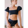 Bikini New 2 Piece Women Swimsuit Women's High Waist Bikini Set Fashion Puff Sleeve Swimwear Set Bathing Suits Solid Color Short Puff Sleeve Summer High Waist Cut Backless Bathing Suit Beachwear by Stevvex